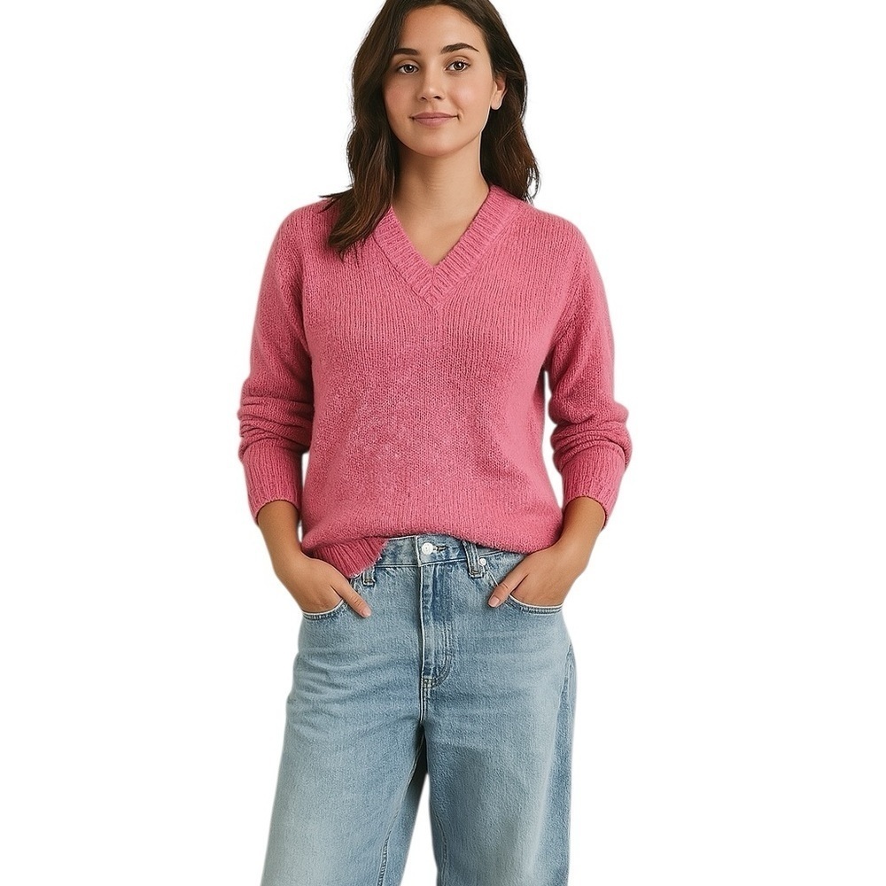 Vintage Millay S/M Pink Wool Vneck Cozy Sweater Feminine